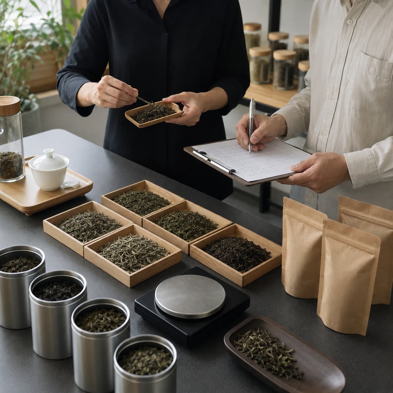 Specialist tea shop selection and guided tasting